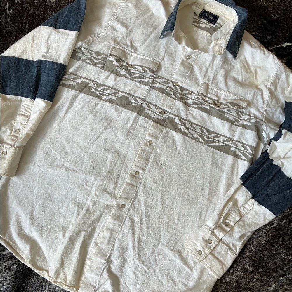 Vintage Western Roper Aztec Pearl Snap men’s large